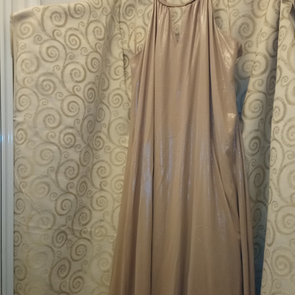 Thalia Sodi maxi long metallic gold dress XXL